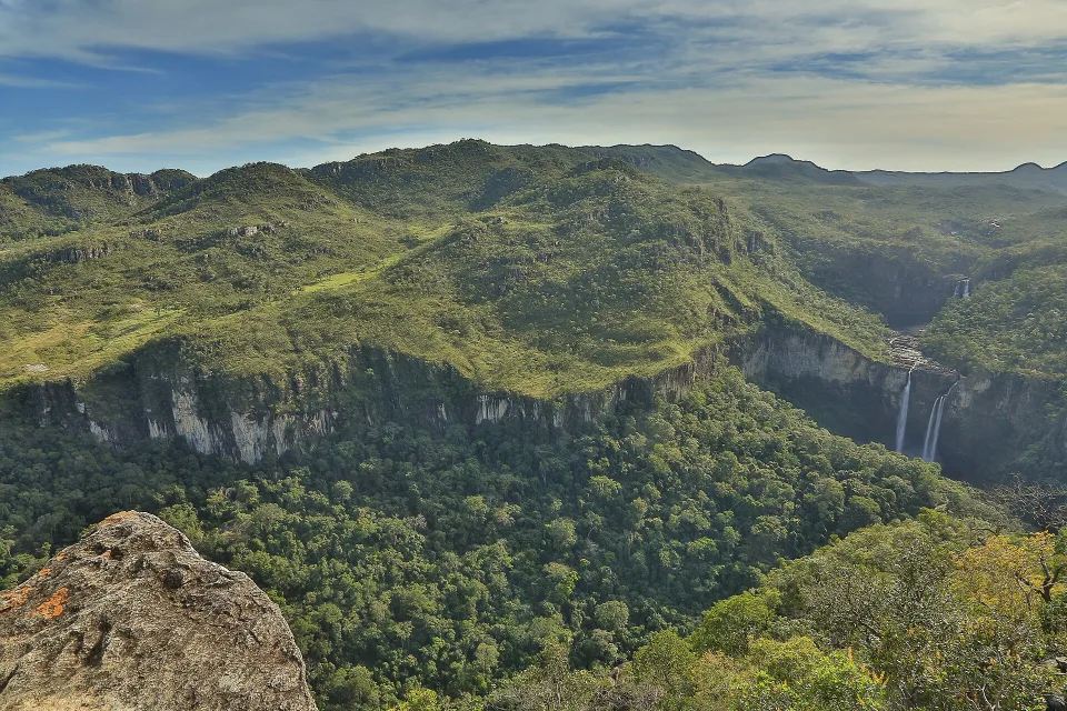 Saltos do Rio Preto seen from Janela do Abismo in Chapada dos Veadeiros
