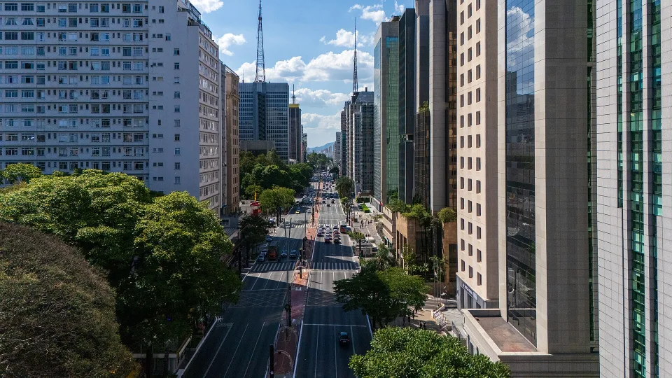Aerial view of Avenida Paulista in São Paulo, Brazil