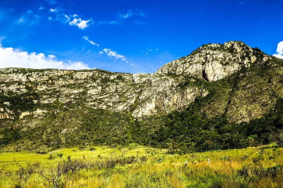 Mountain grasslands and rocky landscape in Serra do Cipó, Minas Gerais