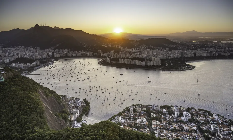 Rio de Janeiro skyline and Christ the Redeemer seen from Sugarloaf Mountain