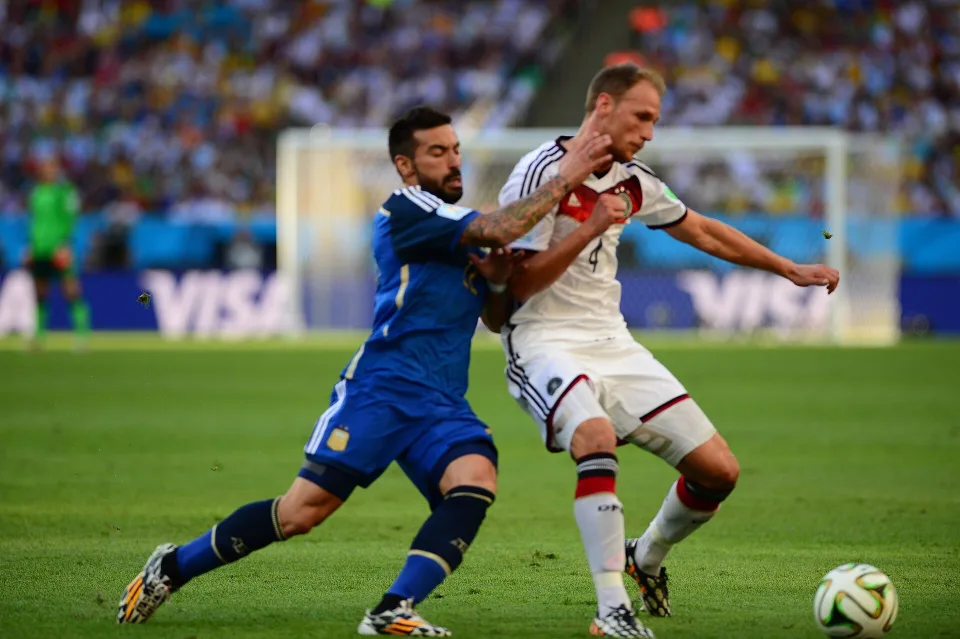 Germany and Argentina playing the 2014 FIFA World Cup final at the Maracanã in Rio de Janeiro