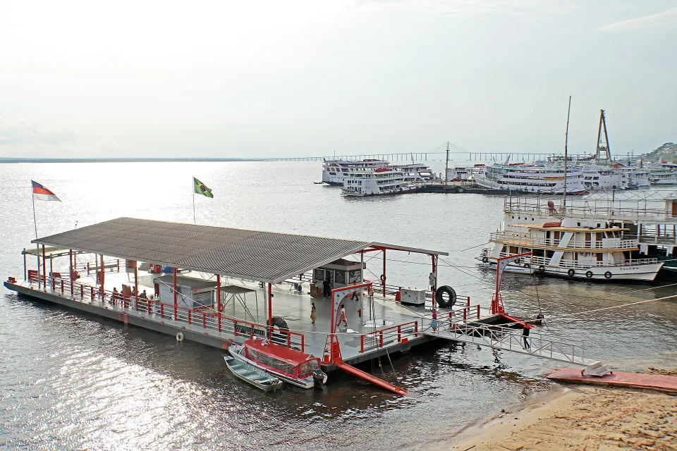 Boats on the Rio Negro in Manaus, gateway to the Brazilian Amazon